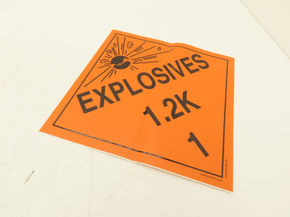 Accuform Signs MPL118VS25 Explosives 1.2K Sticker Placards 10 3/4" Lot of 24