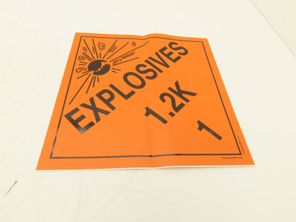 Accuform Signs MPL118VS25 Explosives 1.2K Sticker Placards 10 3/4" Lot of 24