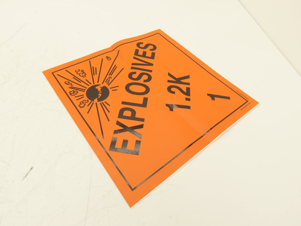 Accuform Signs MPL118VS25 Explosives 1.2K Sticker Placards 10 3/4" Lot of 24