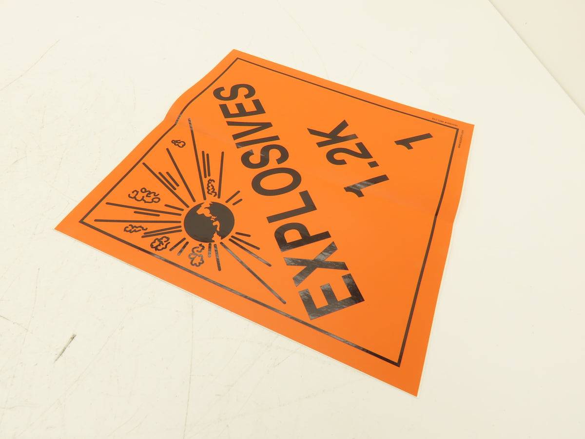 Accuform Signs MPL118VS25 Explosives 1.2K Sticker Placards 10 3/4" Lot of 24