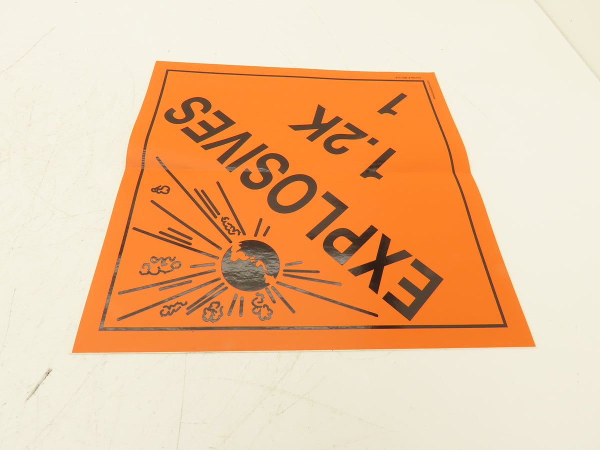 Accuform Signs MPL118VS25 Explosives 1.2K Sticker Placards 10 3/4" Lot of 24