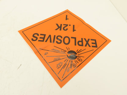 Accuform Signs MPL118VS25 Explosives 1.2K Sticker Placards 10 3/4" Lot of 24