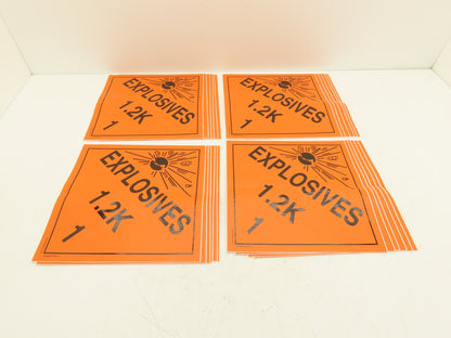 Accuform Signs MPL118VS25 Explosives 1.2K Sticker Placards 10 3/4" Lot of 24
