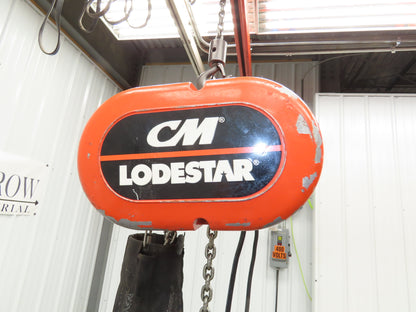 CM Lodestar J2 1/2 Ton 1000lb Electric Chain Hoist 20' Lift 2-Spd 32/10 FPM 480V