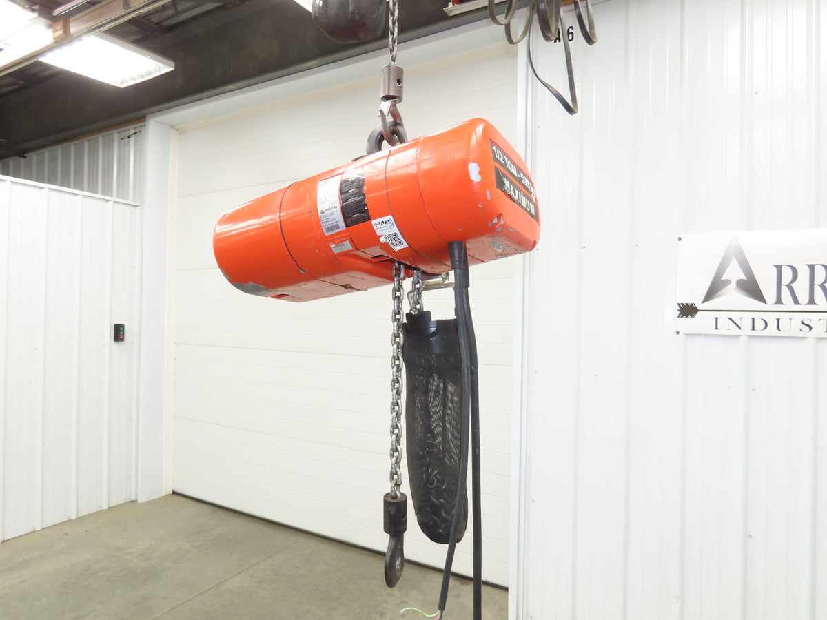 CM Lodestar J2 1/2 Ton 1000lb Electric Chain Hoist 20' Lift 2-Spd 32/10 FPM 480V
