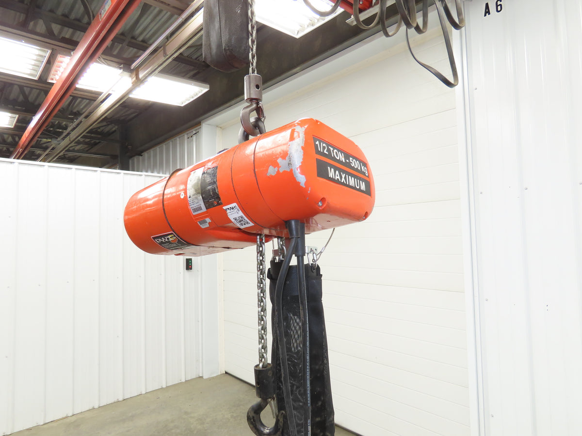 CM Lodestar J2 1/2 Ton 1000lb Electric Chain Hoist 20' Lift 2-Spd 32/10 FPM 480V