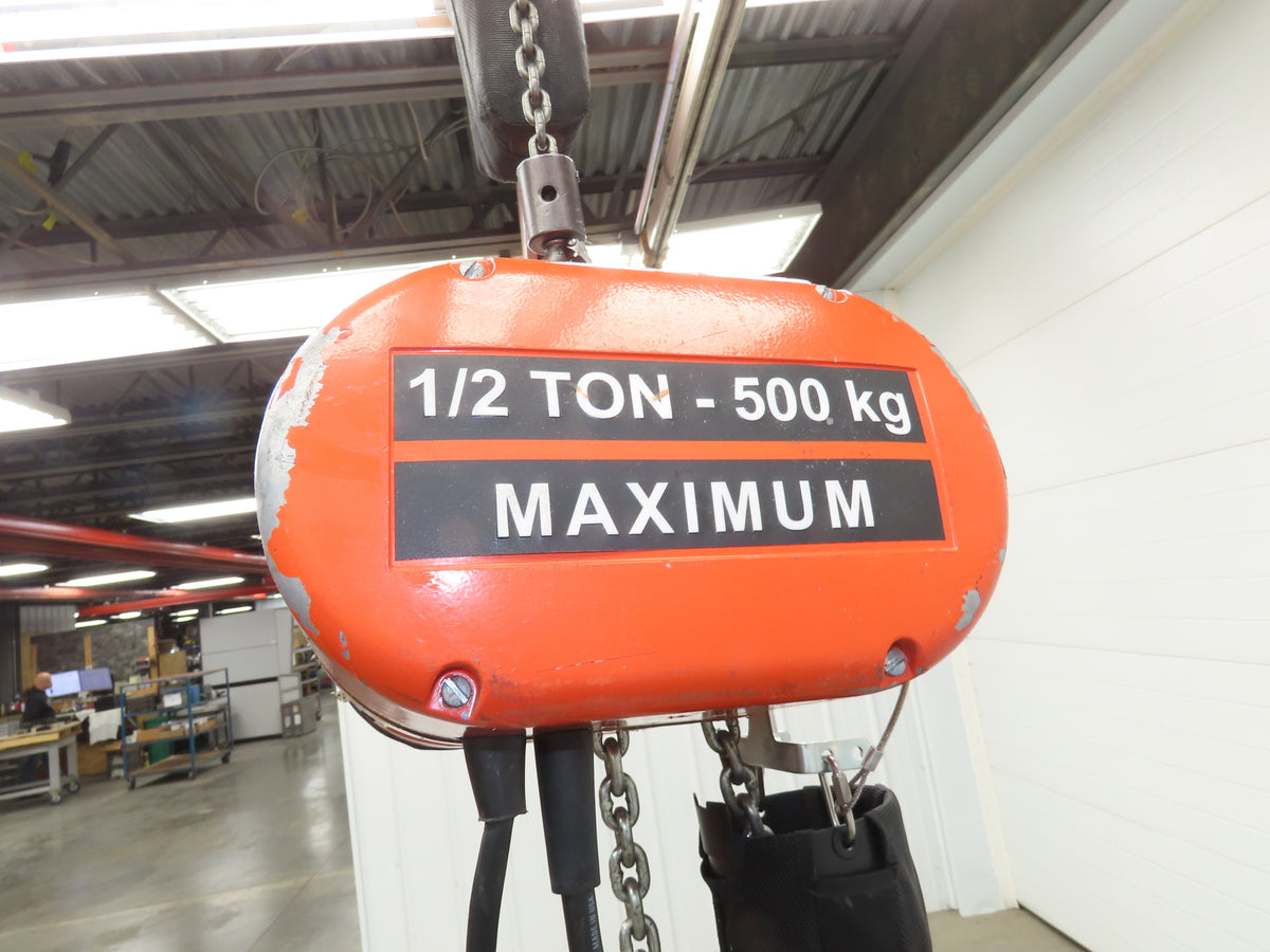 CM Lodestar J2 1/2 Ton 1000lb Electric Chain Hoist 20' Lift 2-Spd 32/10 FPM 480V