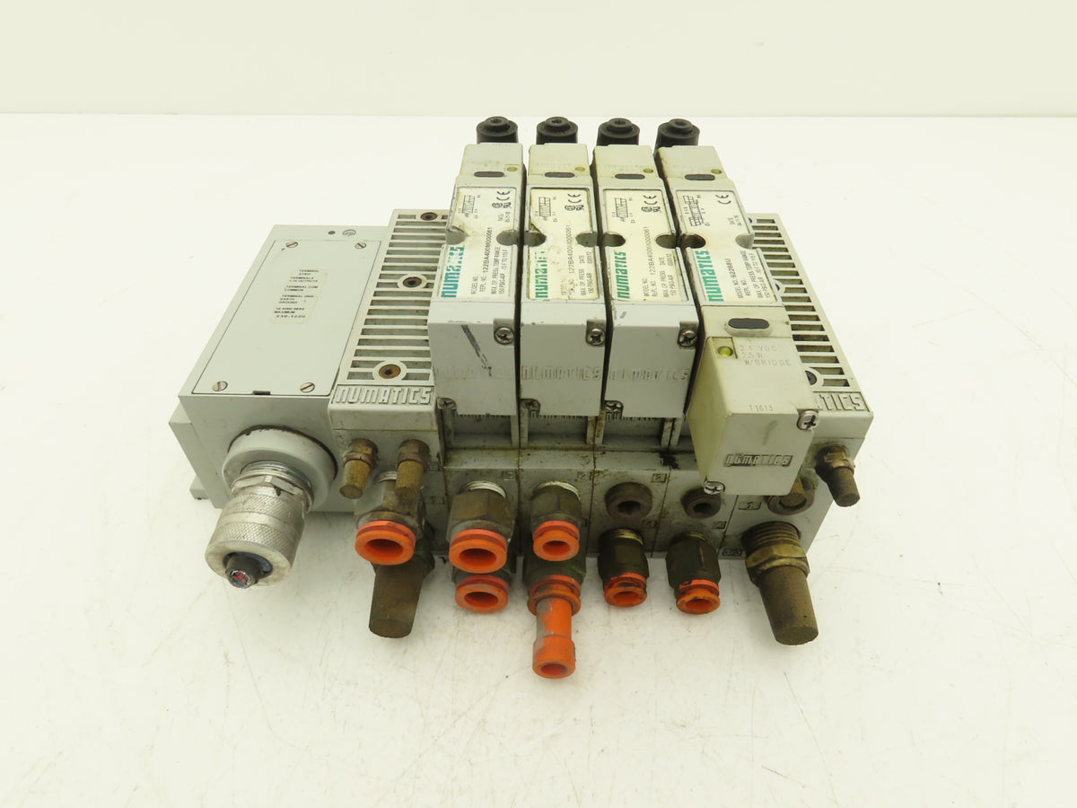 Numatics 122BA400M000061 4-Station Solenoid Valve Manifold 24VDC w/Regulators