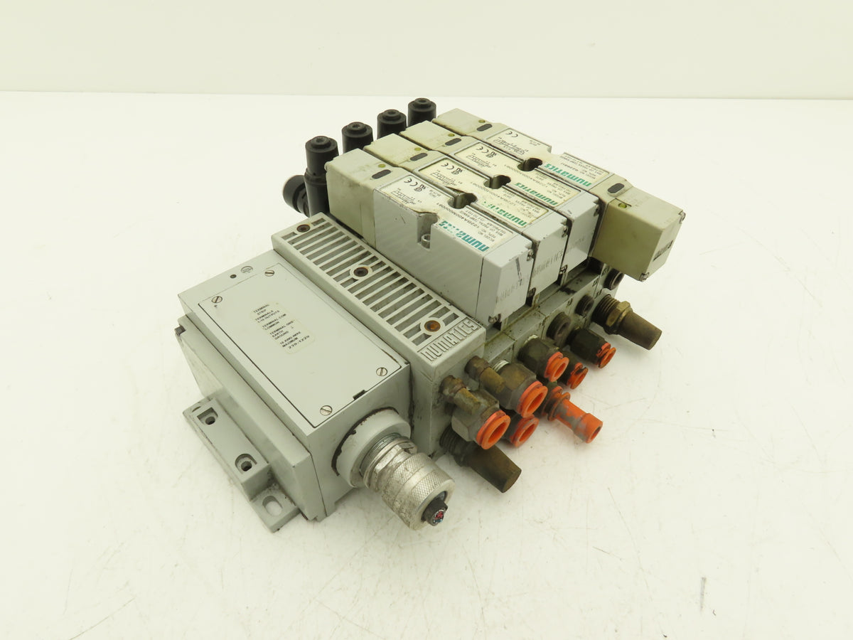 Numatics 122BA400M000061 4-Station Solenoid Valve Manifold 24VDC w/Regulators