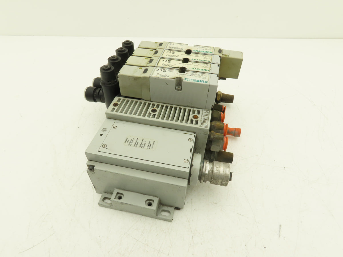 Numatics 122BA400M000061 4-Station Solenoid Valve Manifold 24VDC w/Regulators