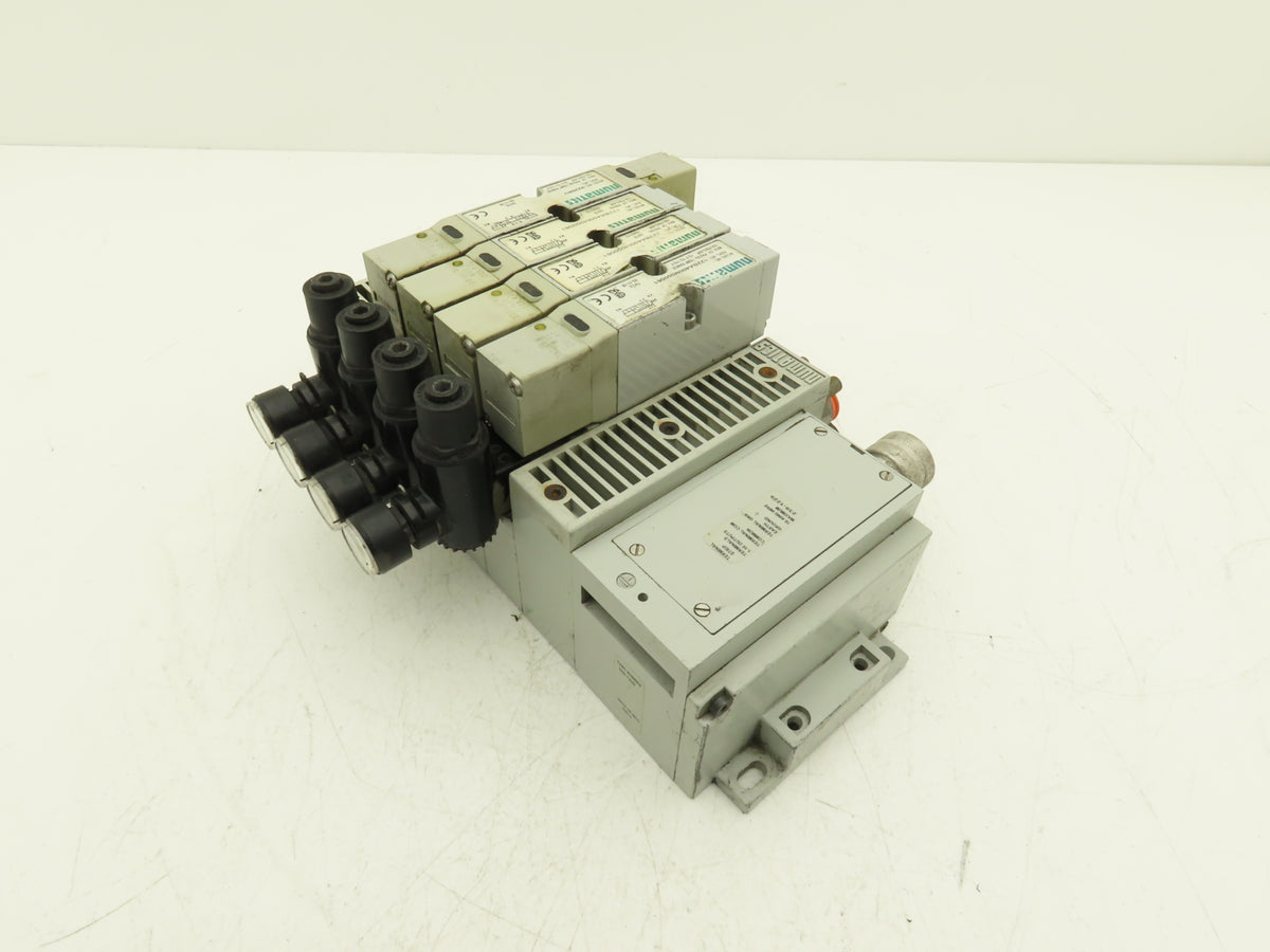 Numatics 122BA400M000061 4-Station Solenoid Valve Manifold 24VDC w/Regulators