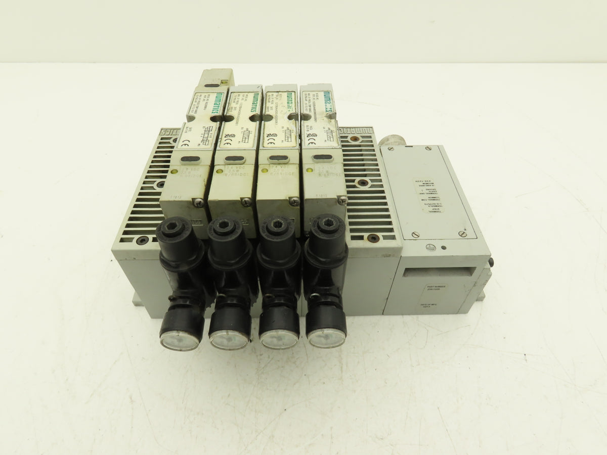 Numatics 122BA400M000061 4-Station Solenoid Valve Manifold 24VDC w/Regulators