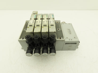 Numatics 122BA400M000061 4-Station Solenoid Valve Manifold 24VDC w/Regulators