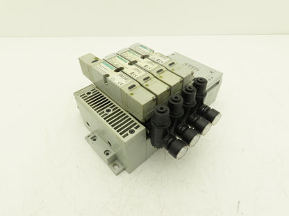 Numatics 122BA400M000061 4-Station Solenoid Valve Manifold 24VDC w/Regulators
