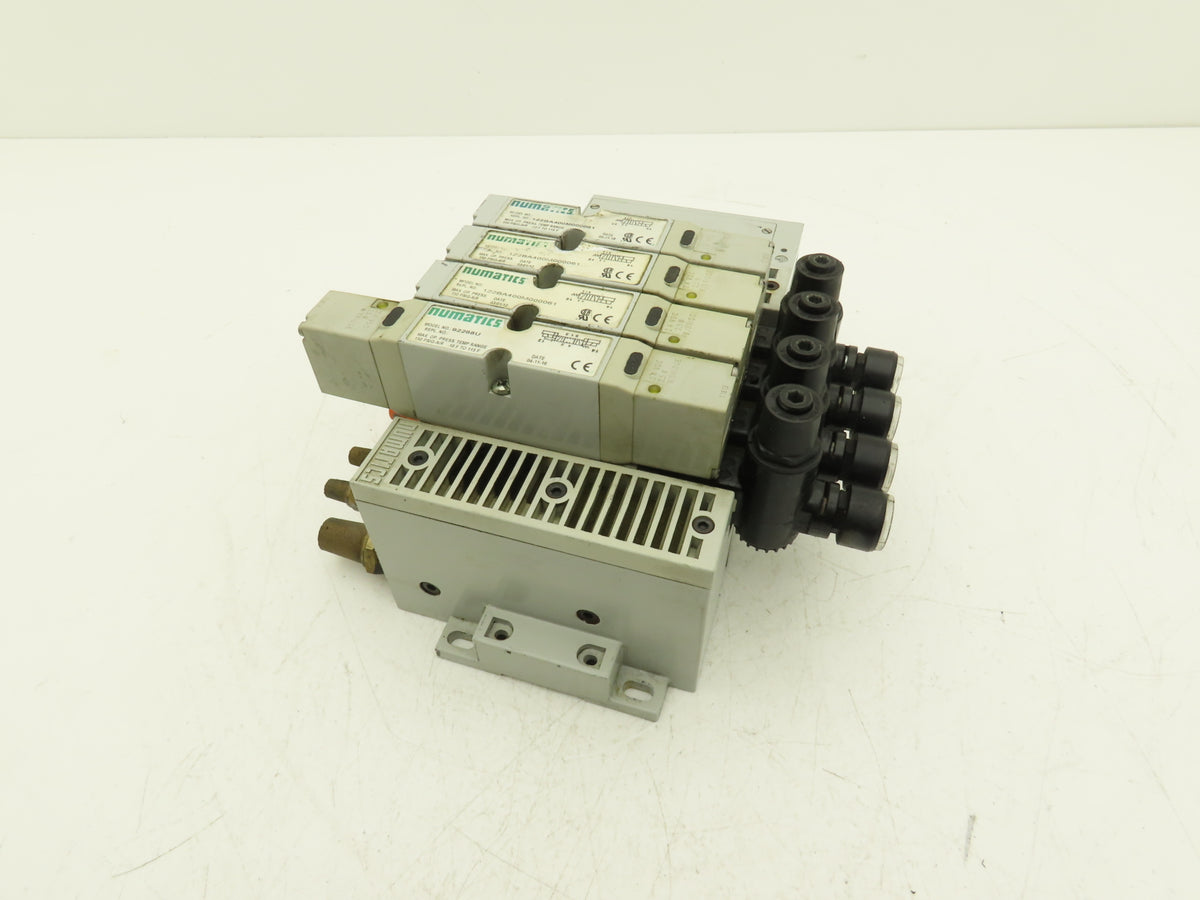 Numatics 122BA400M000061 4-Station Solenoid Valve Manifold 24VDC w/Regulators