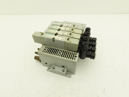 Numatics 122BA400M000061 4-Station Solenoid Valve Manifold 24VDC w/Regulators
