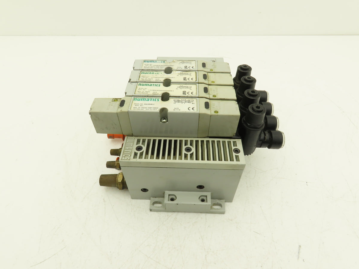 Numatics 122BA400M000061 4-Station Solenoid Valve Manifold 24VDC w/Regulators