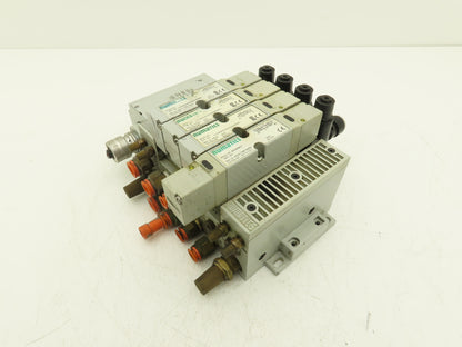 Numatics 122BA400M000061 4-Station Solenoid Valve Manifold 24VDC w/Regulators