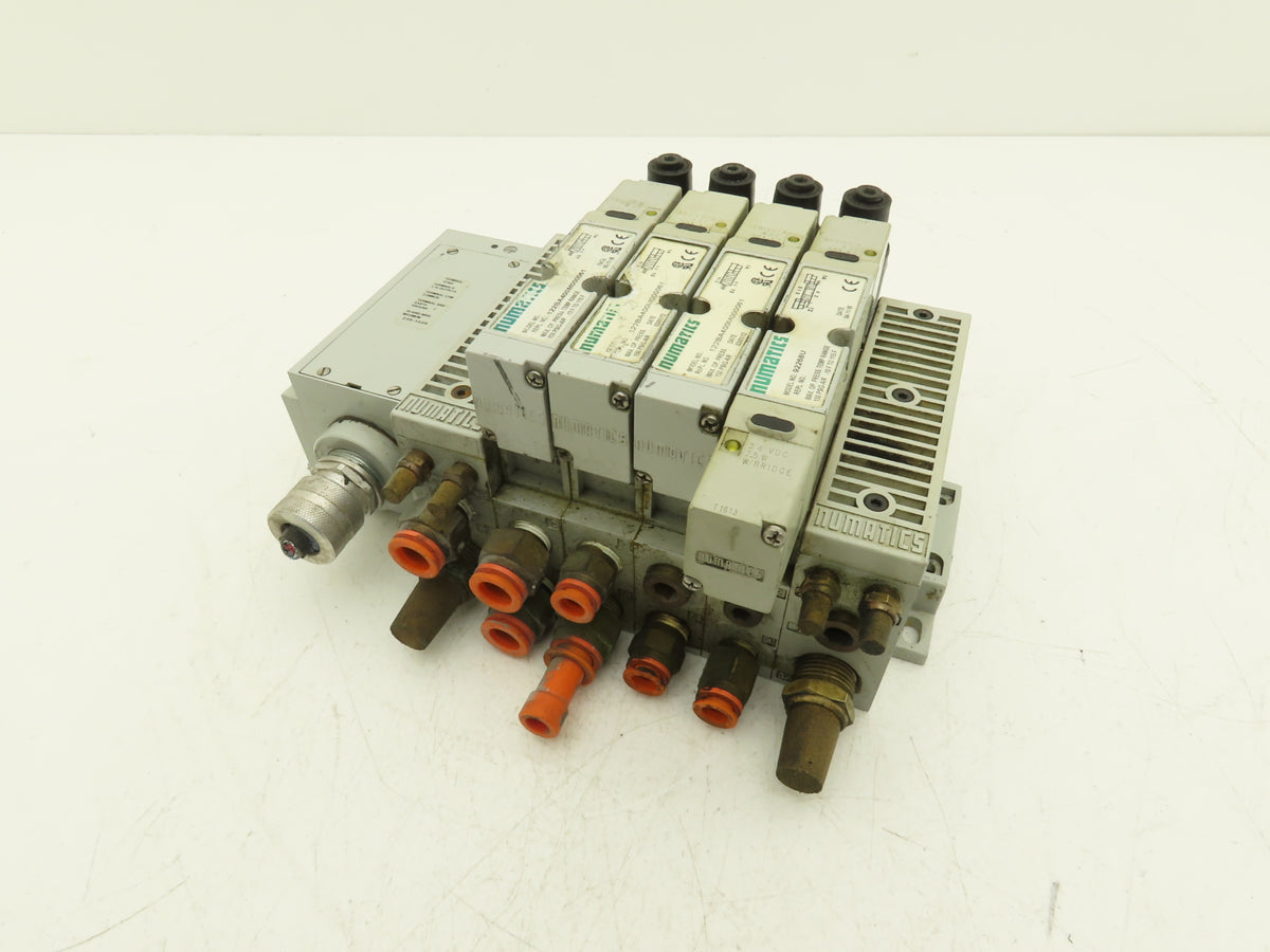 Numatics 122BA400M000061 4-Station Solenoid Valve Manifold 24VDC w/Regulators