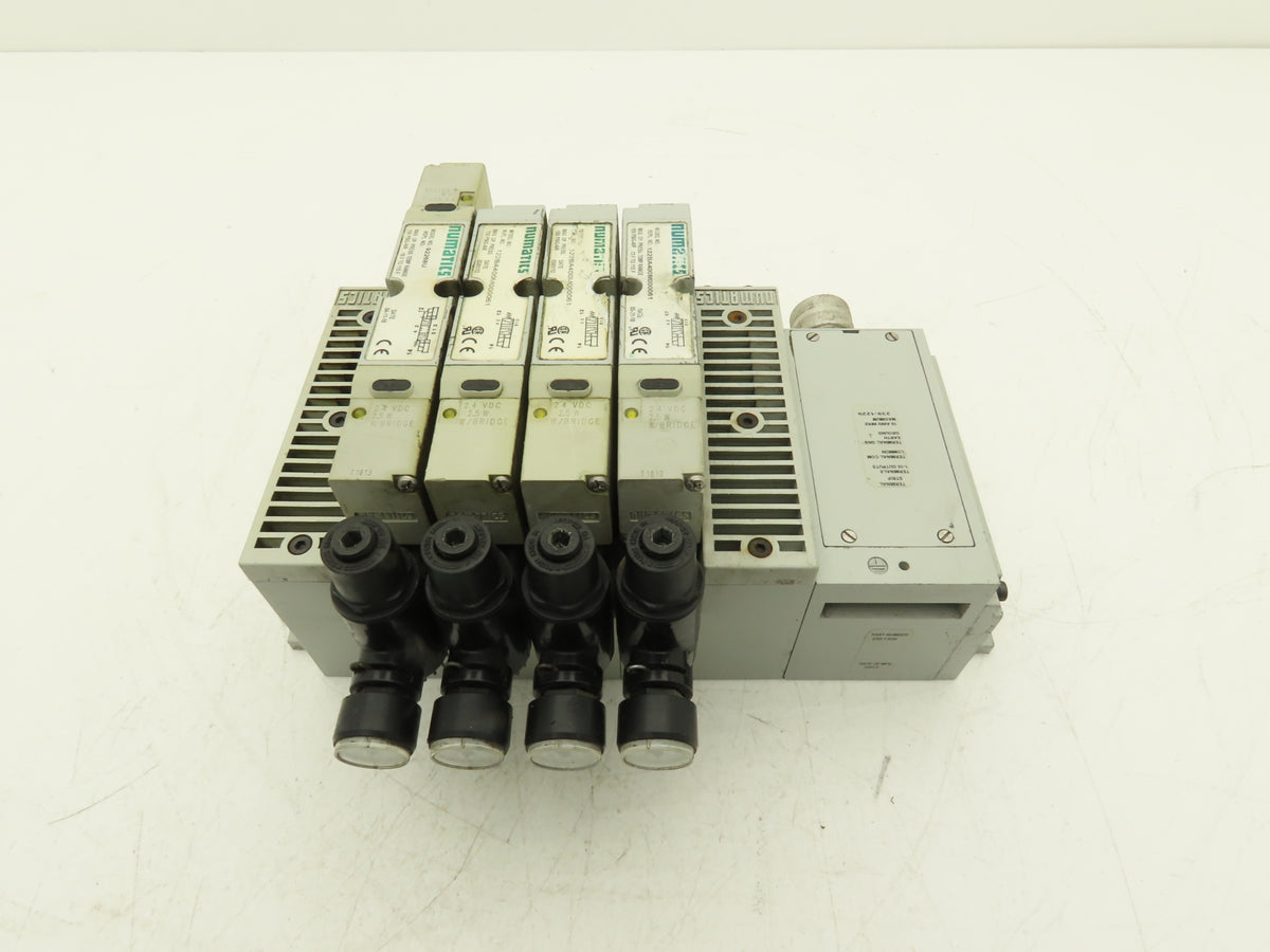 Numatics 122BA400M000061 4-Station Solenoid Valve Manifold 24VDC w/Regulators