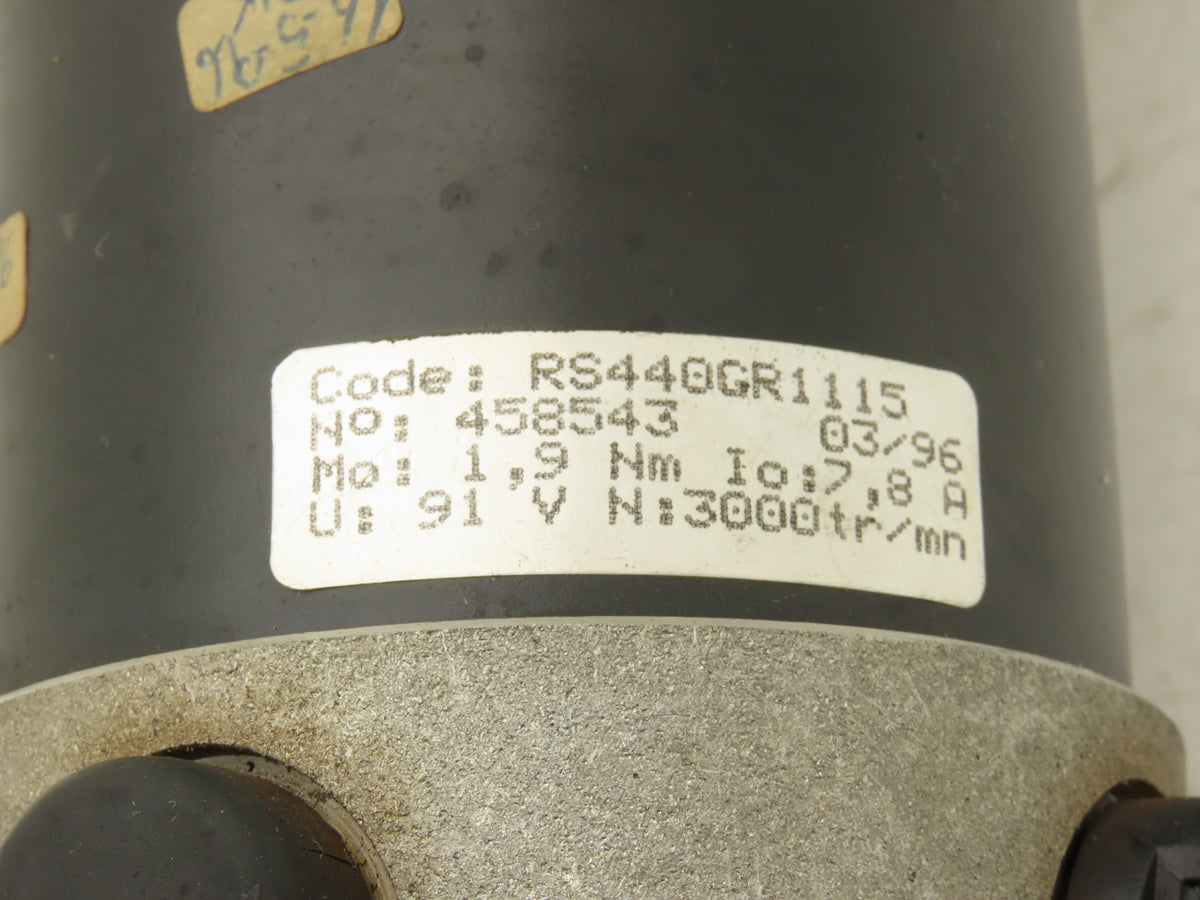 Parvex RS440GR1115 CMM Servo Motor 91VDC Brushed 1.9Nm With Encoder TBN203R1017