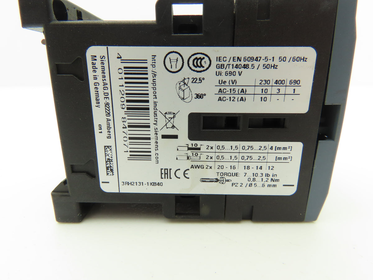 Siemens 3RH2131-1KB40 SIRIUS Contactor Relay 3NO + 1NC 24V DC Coil S00 Lot of 5