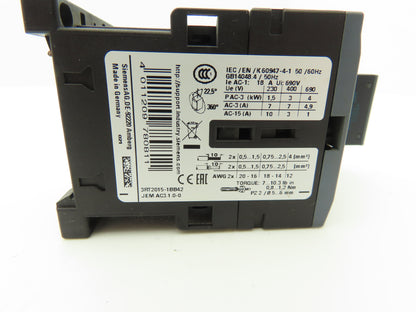 Siemens 3RT2015-1BB42 Contactor 3kW w/3RT2916-1DG00 Surge Suppressor Lot of 2