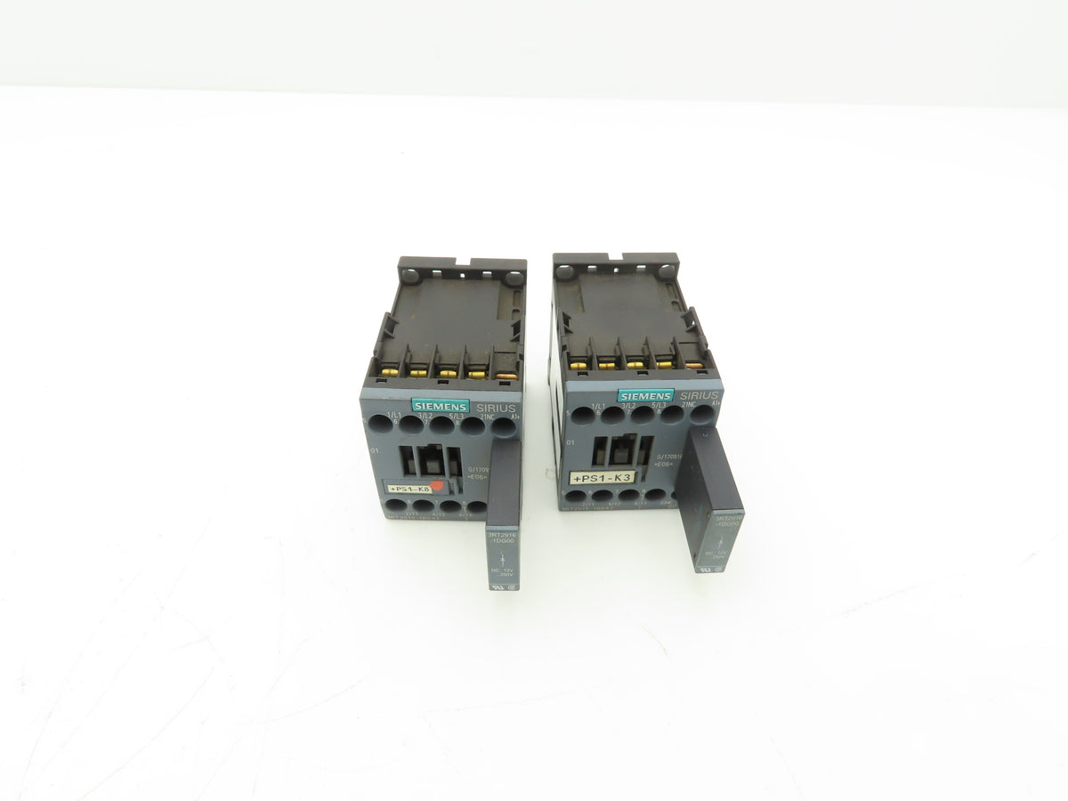 Siemens 3RT2015-1BB42 Contactor 3kW w/3RT2916-1DG00 Surge Suppressor Lot of 2