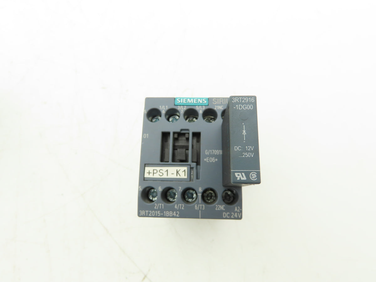 Siemens 3RT2015-1BB42 Contactor 3kW w/3RT2916-1DG00 Surge Suppressor Lot of 3