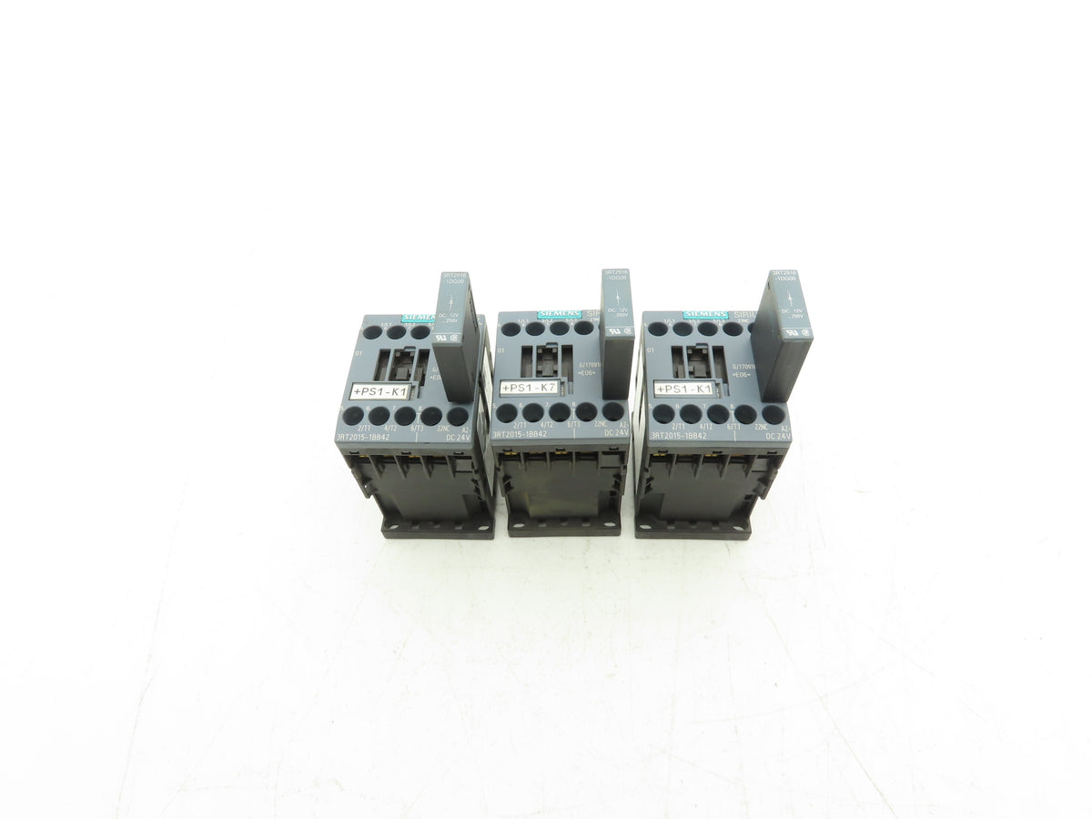 Siemens 3RT2015-1BB42 Contactor 3kW w/3RT2916-1DG00 Surge Suppressor Lot of 3