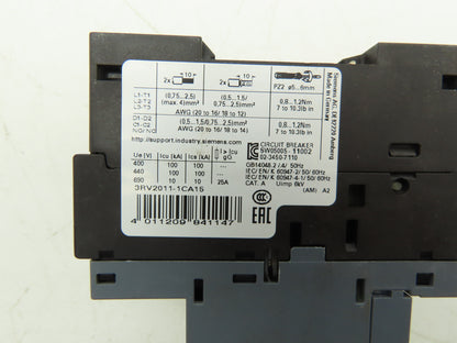 Siemens 3RV2011-1CA15 Motor Starter Protector 1.8-2.5A 1NO+1NC Aux S00 Lot of 2