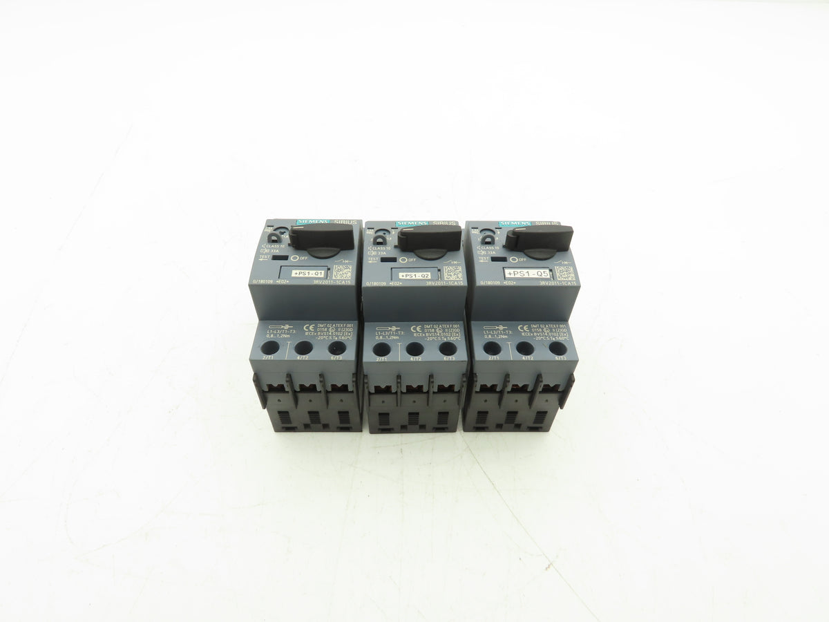 Siemens 3RV2011-1CA15 Motor Starter Protector 1.8-2.5A 1NO+1NC Aux S00 Lot of 3