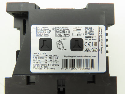 Siemens 3RT2028-1BB40 Motor Starter Contactor 25Hp 575V 3Ph 24V Lot of 3