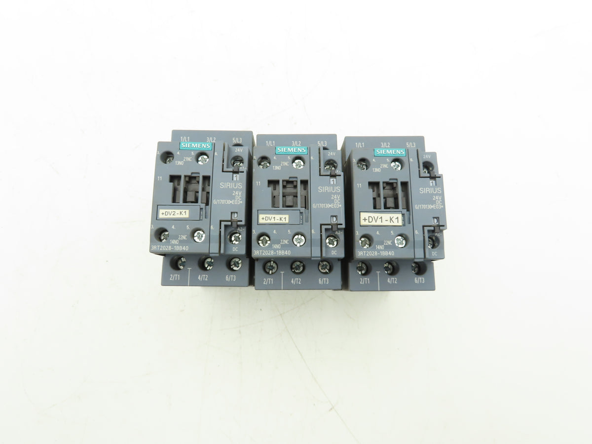 Siemens 3RT2028-1BB40 Motor Starter Contactor 25Hp 575V 3Ph 24V Lot of 3