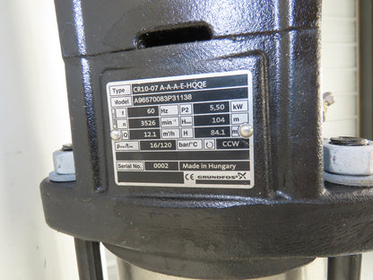 Grundfos CR10-07 A-A-A-E-HQQE Centrifugal Inline Pump 5.5kw 480V 3PH 201 L/min