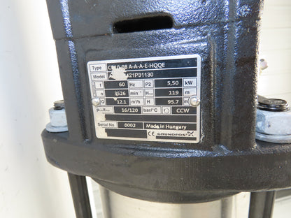 Grundfos CR10-08 A-A-A-E-HQQE Centrifugal Inline Pump 5.5kw 480V 3PH READ