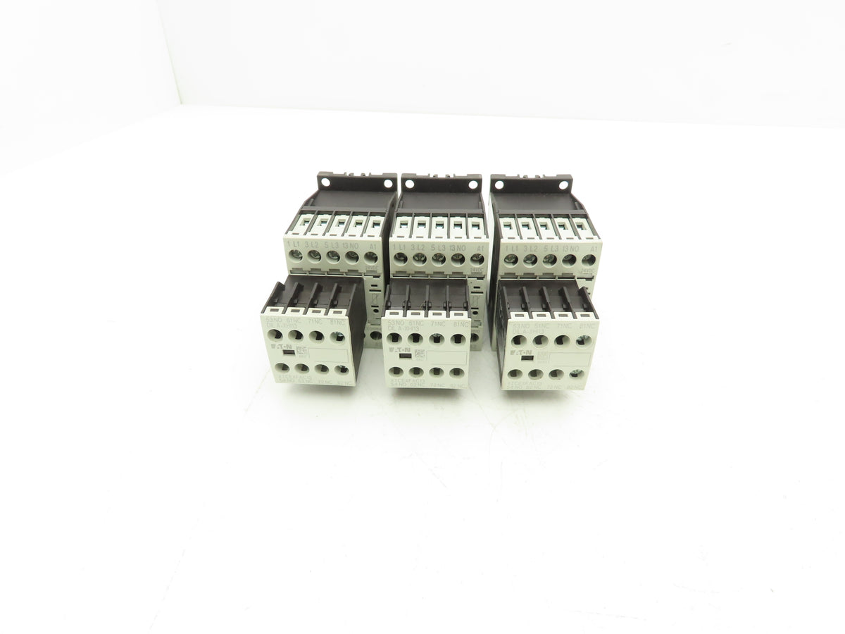 Eaton DILM12-10 24VDC Contactor XTCE012B10TD w/ DILA-XHI13 Aux 1NO+3NC Lot of 3