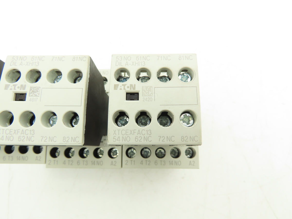 Eaton DILM12-10 24VDC Contactor XTCE012B10TD w/ DILA-XHI13 Aux 1NO+3NC Lot of 3
