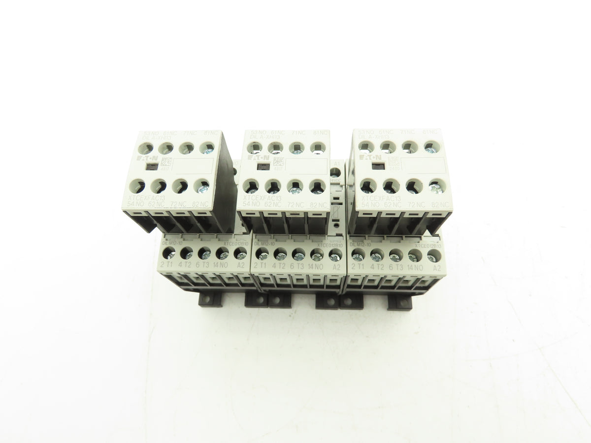 Eaton DILM12-10 24VDC Contactor XTCE012B10TD w/ DILA-XHI13 Aux 1NO+3NC Lot of 3