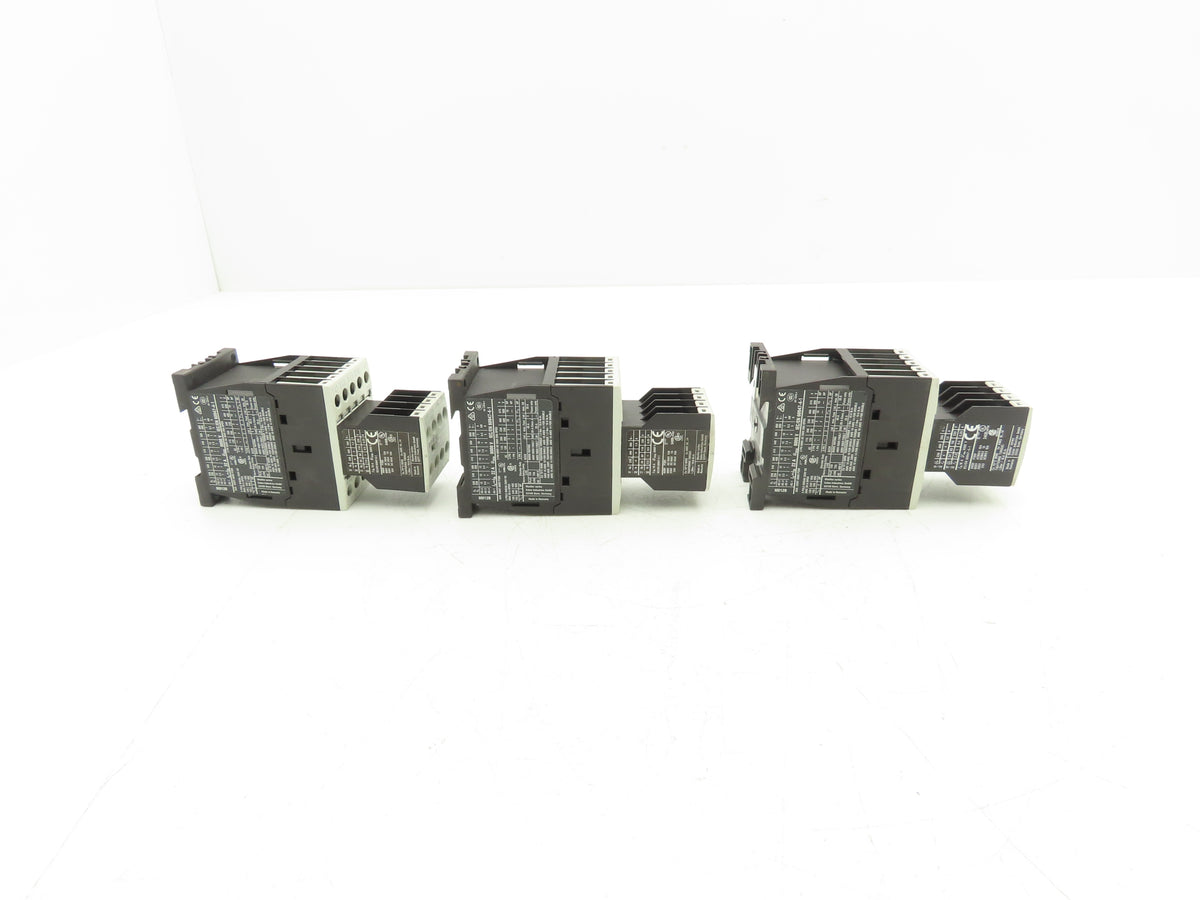 Eaton DILM12-10 24VDC Contactor XTCE012B10TD w/ DILA-XHI13 Aux 1NO+3NC Lot of 3