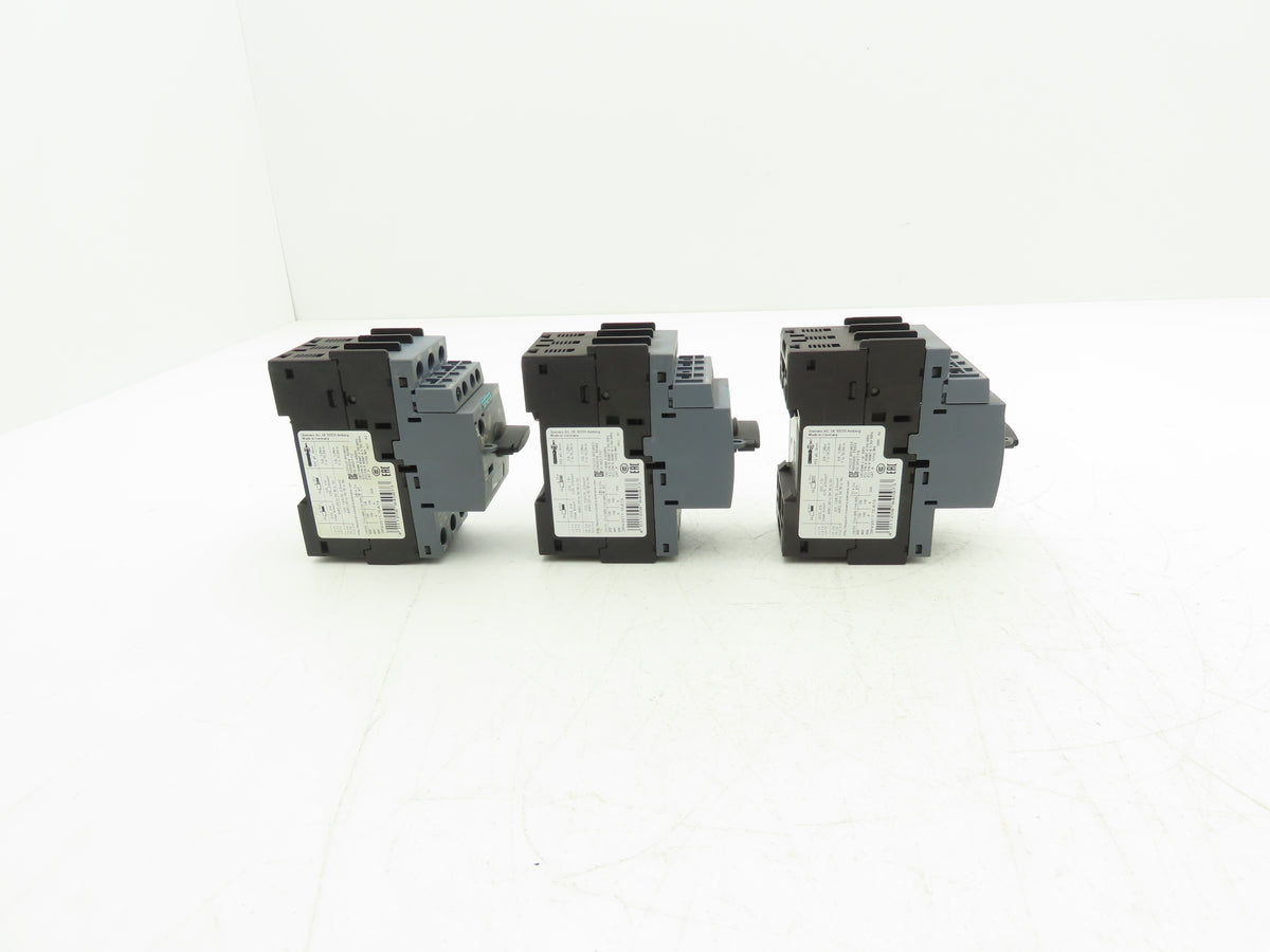 Siemens 3RV2011-1EA15 Motor Starter Protector 2.8-4A S00 w/ 1NO+1NC Aux Lot of 3
