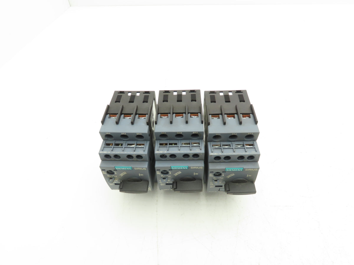 Siemens 3RV2011-1EA15 Motor Starter Protector 2.8-4A S00 w/ 1NO+1NC Aux Lot of 3