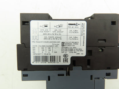 Siemens 3RV2011-1EA15 Motor Starter Protector 2.8-4A S00 w/ 1NO+1NC Aux Lot of 3