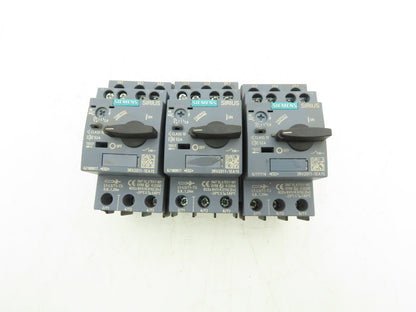 Siemens 3RV2011-1EA15 Motor Starter Protector 2.8-4A S00 w/ 1NO+1NC Aux Lot of 3
