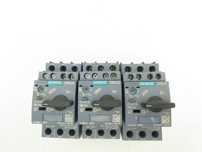 Siemens 3RV2011-1EA15 Motor Starter Protector 2.8-4A S00 w/ 1NO+1NC Aux Lot of 3