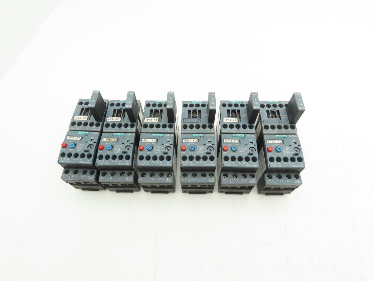 Siemens 3RT2015-1BB42 Contactor 3RU2116-0HB0 24VDC w/Overload 0.55-0.8A Lot of 6