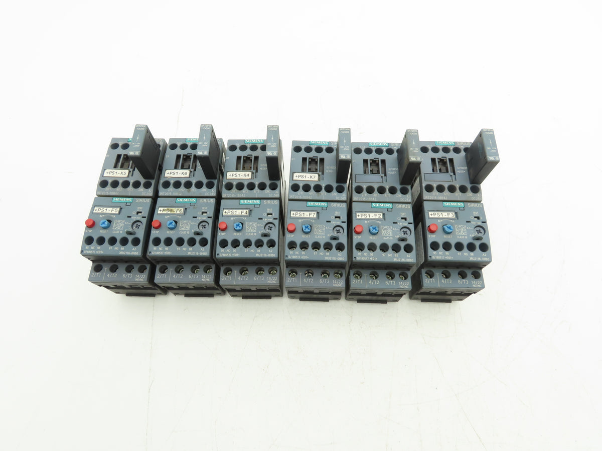 Siemens 3RT2015-1BB42 Contactor 3RU2116-0HB0 24VDC w/Overload 0.55-0.8A Lot of 6