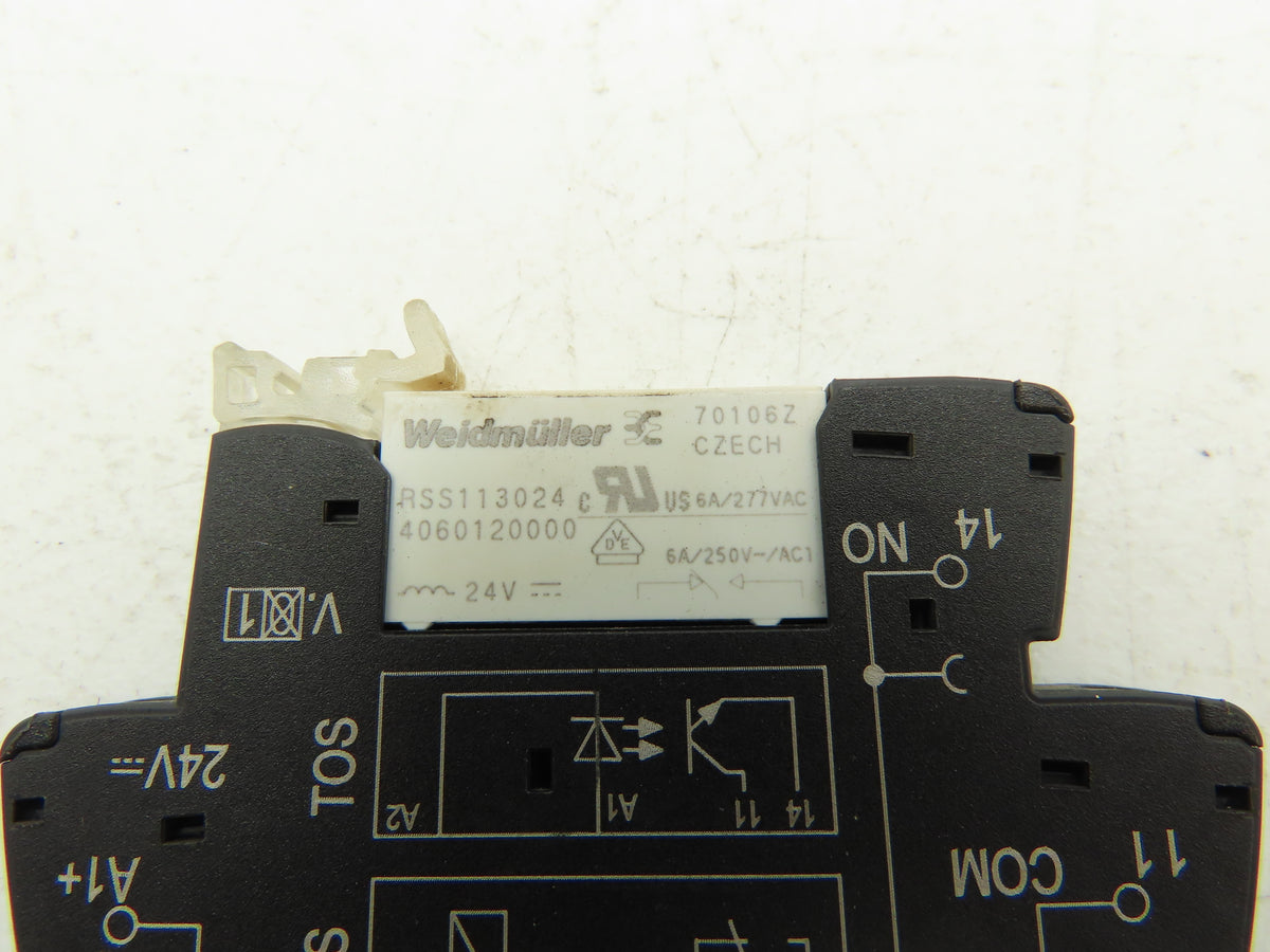 Weidmuller TRS 24VDC 1CO Relay Module SPDT 6A 250VAC DIN w/RSS113024 Lot of 9