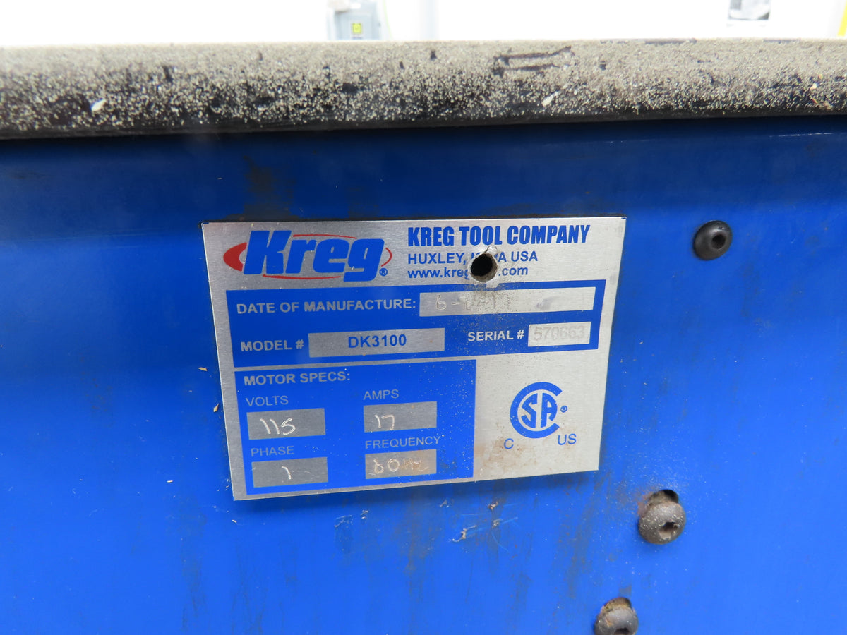 Kreg DK3100 Multi-Spindle Electric Pocket Hole Machine 1-1/2Hp 120V