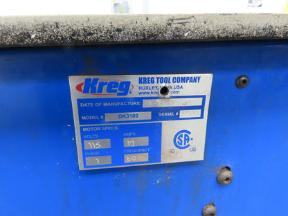 Kreg DK3100 Multi-Spindle Electric Pocket Hole Machine 1-1/2Hp 120V